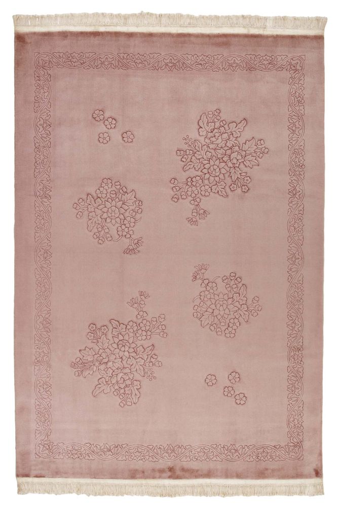 Blommig rosa enfärgad Kina matta 