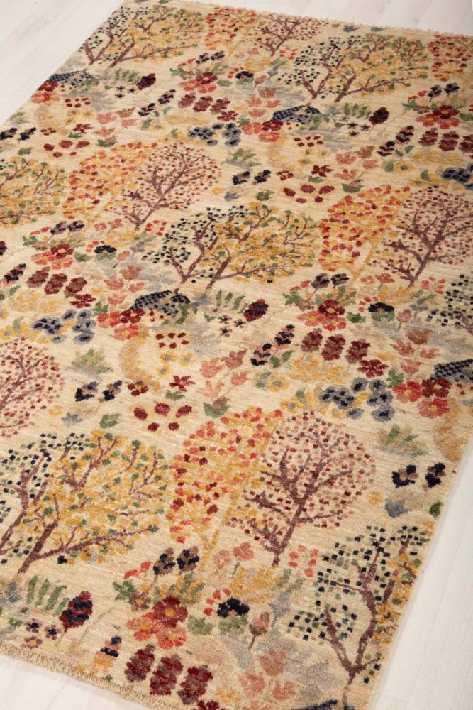 Pashtu ullmatta vit handknuten 138x200cm