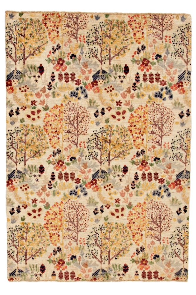 Pashtu ullmatta vit handknuten 138x200cm