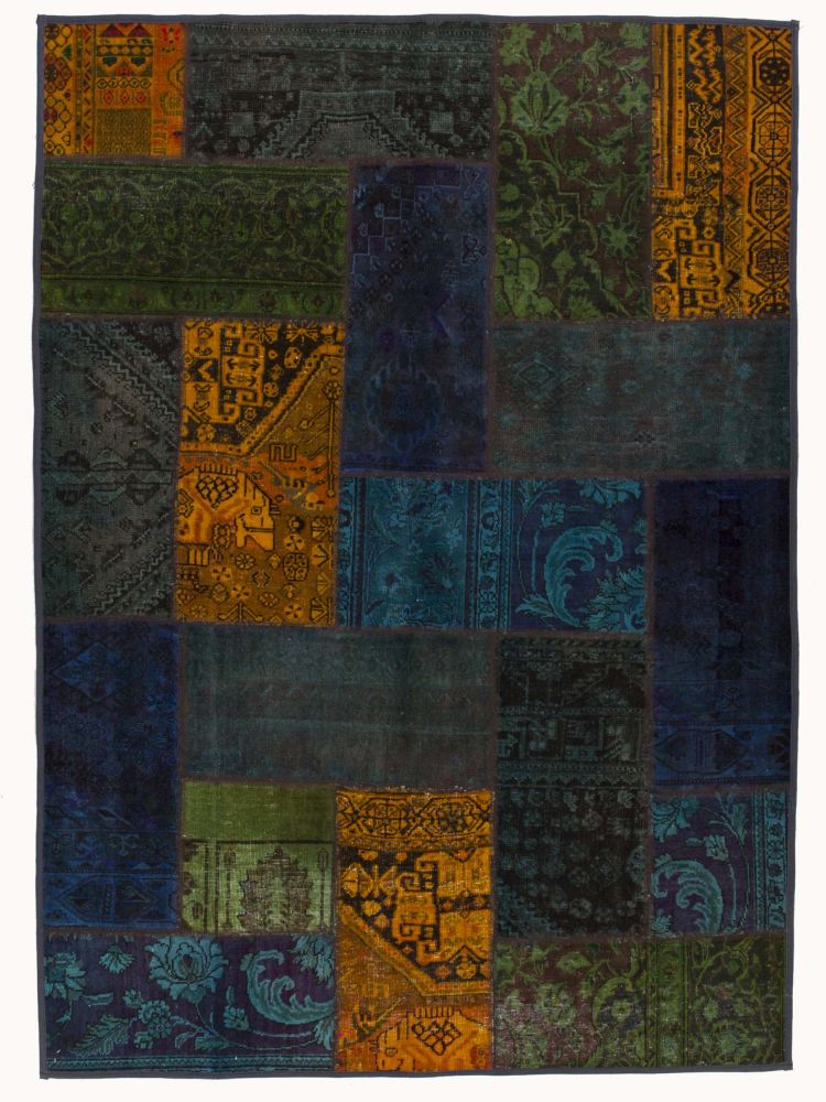 Patchwork Carpet Blue 170x236