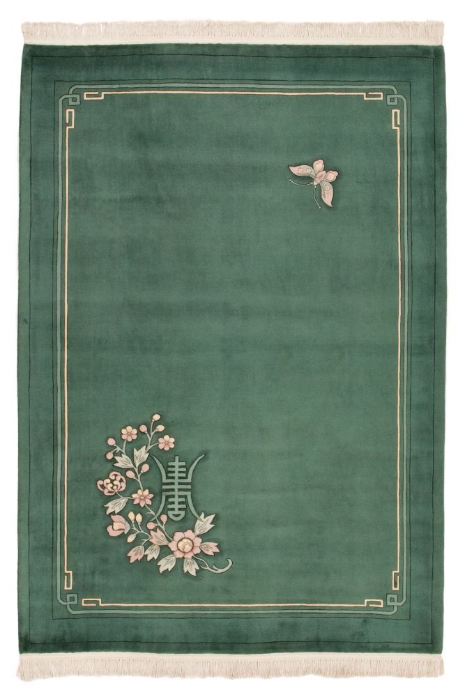 china solo green 213x305cm med fjäril och blom mönster