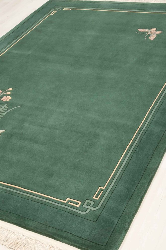 china solo green 213x305cm med fjäril och blom mönster