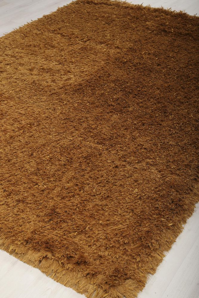 Guldfärgad Rya matta Shaggy 200x290cm