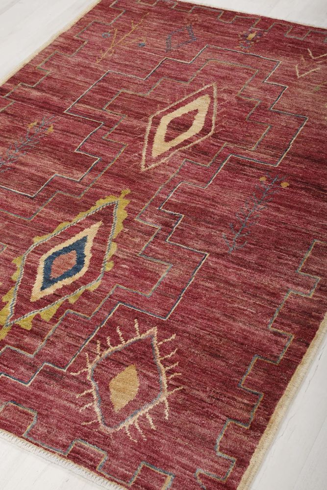 Röd berbermatta Atlas 143x200cm