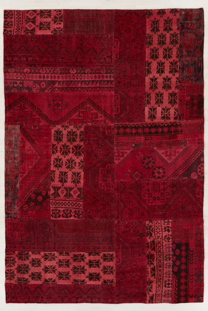 Patchwork Carpet Red 206x303