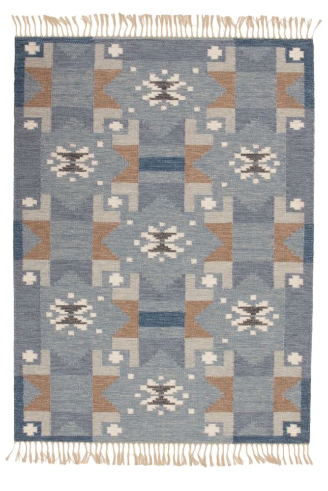 Snygg klassisk Ericsberg blå handvävd rölakan 202x302cm