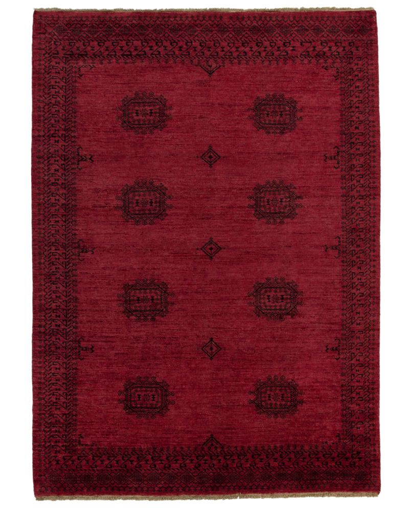 Röd handknuten Pendi yamud matta med oktogon mönster från Pakistan hos Nessims mattor