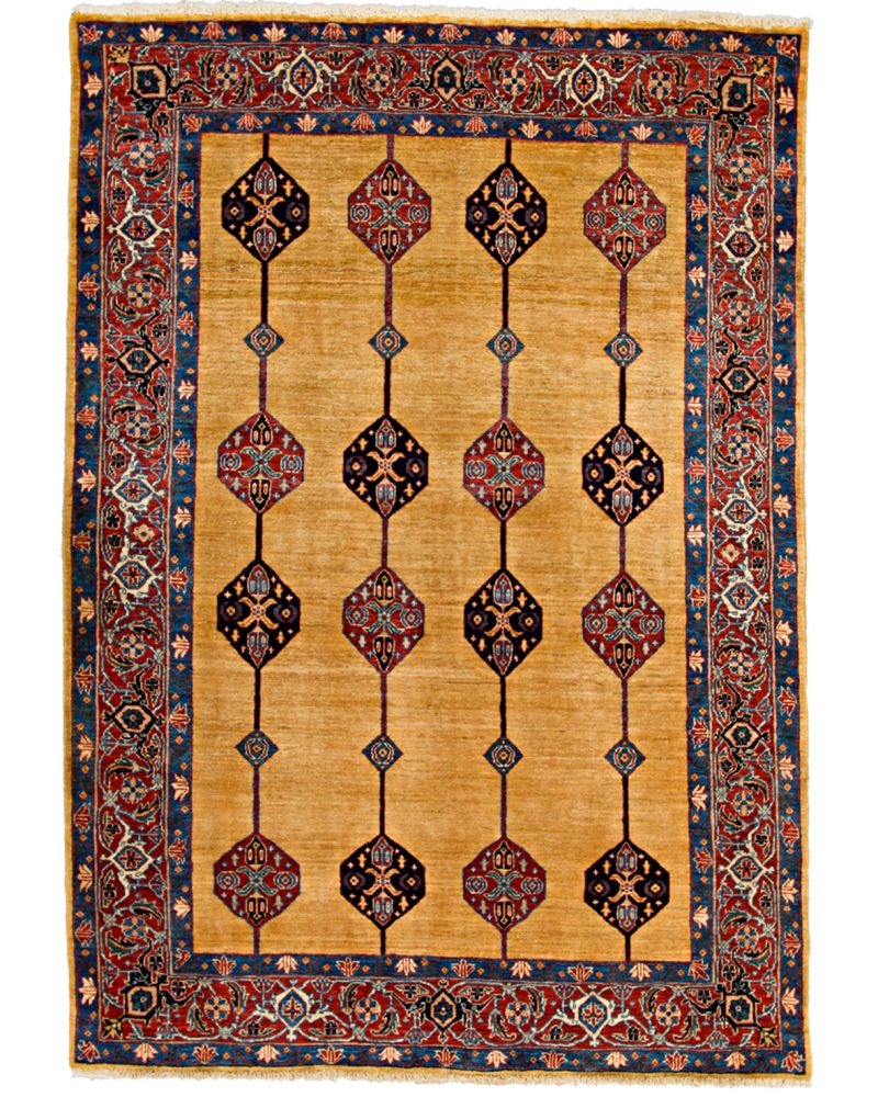 Kashkouli handknuten gul växtfärgad matta av finaste ullkvalitet från Iran