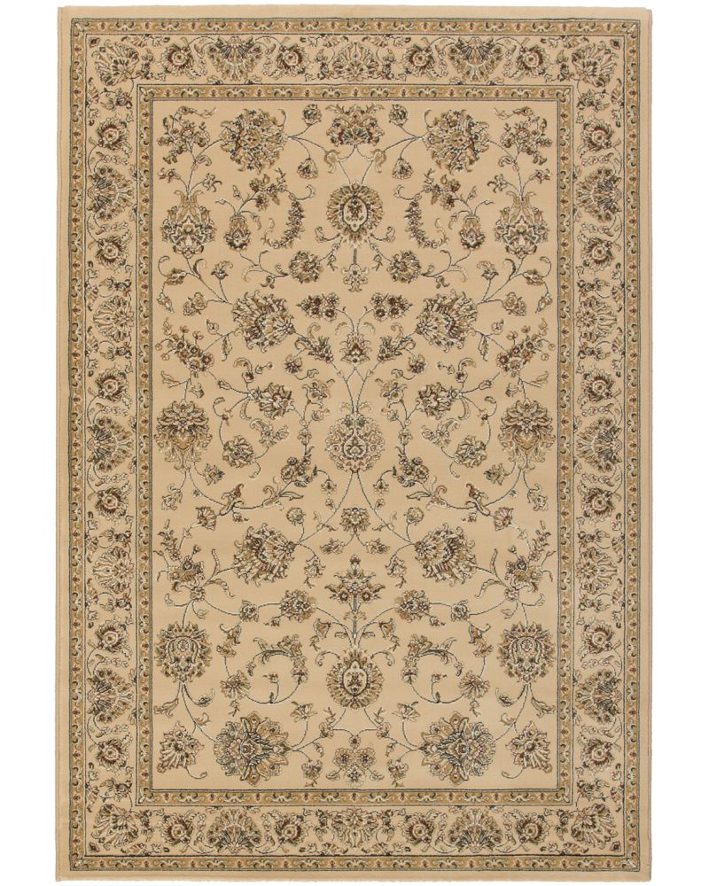 Marino beige maskinvävd matta med lugg och ziegler mönster.