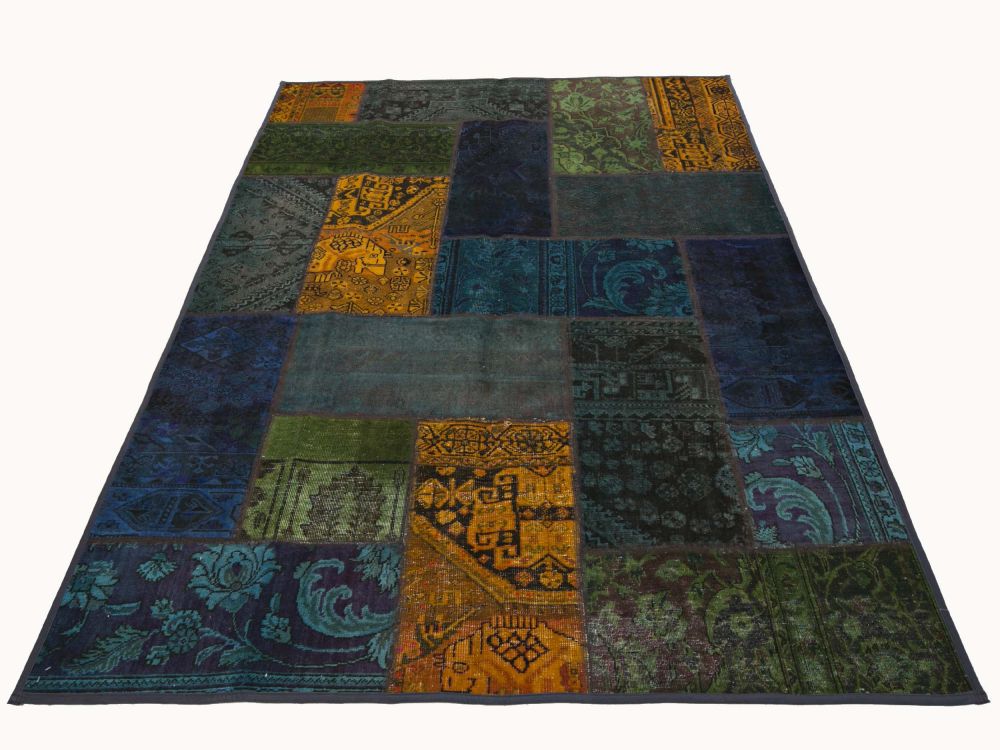 Patchwork Carpet Blue 170x236