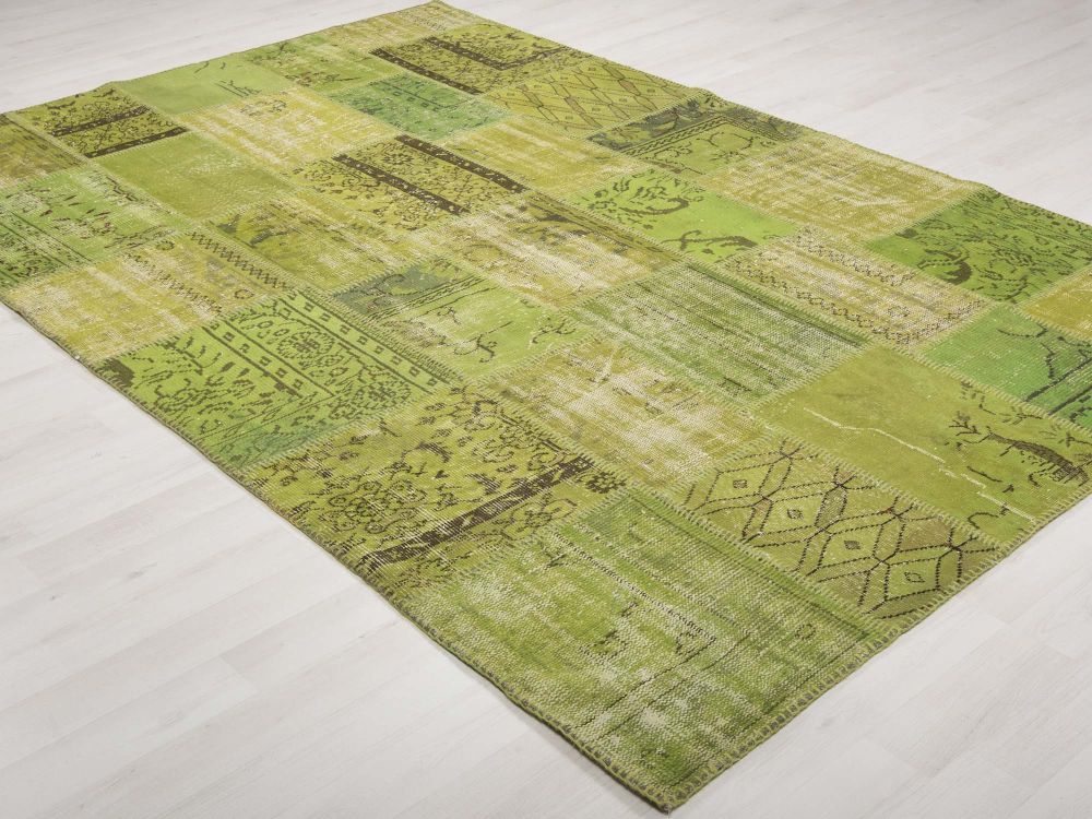 Patchwork Carpet Green 203x303