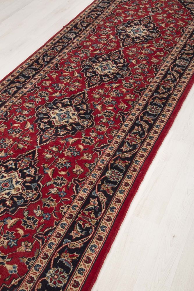 Handknuten röd persisk Keshan matta med medaljong mönster 