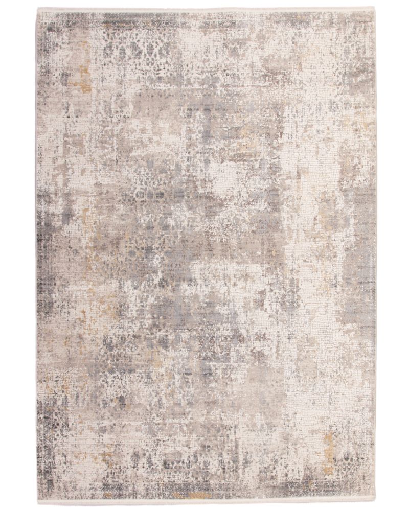 Vision modern abstrakt mönstrad maskinvävd grå skimrande matta med glansig lugg 