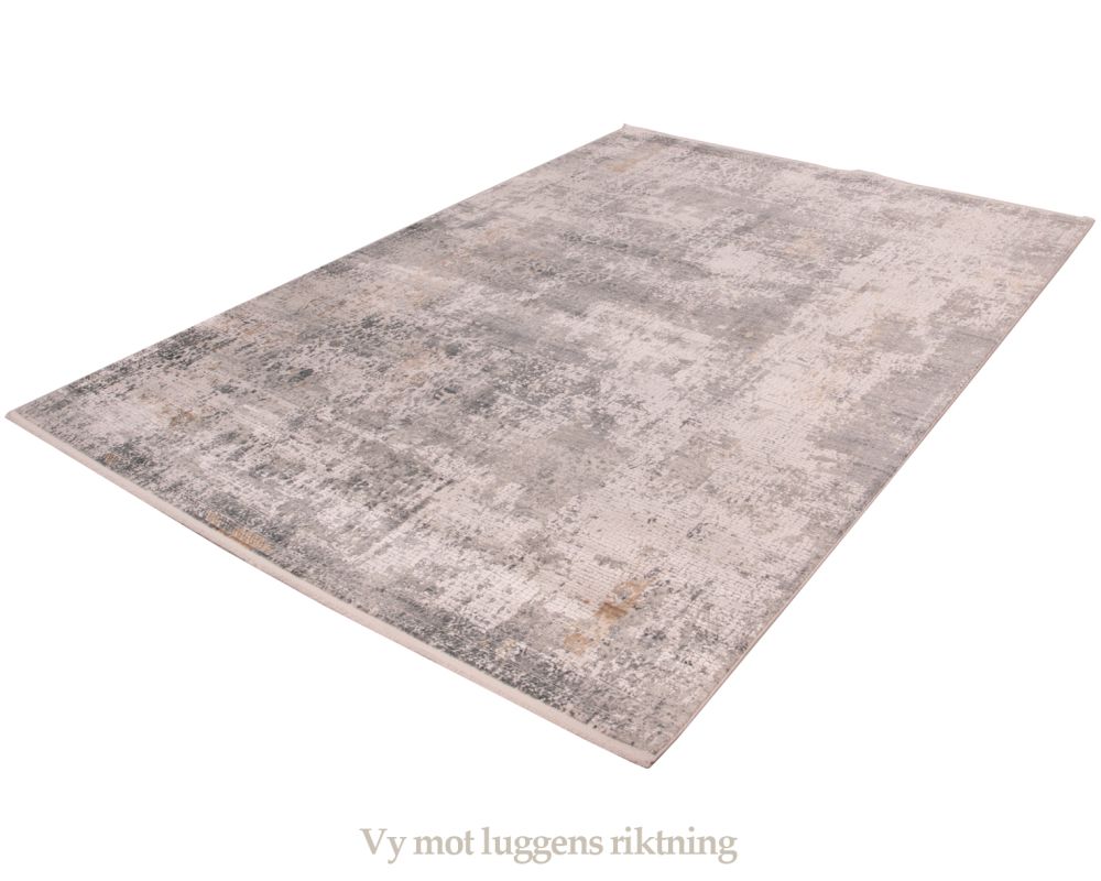Vision modern abstrakt mönstrad maskinvävd grå skimrande matta med glansig lugg 
