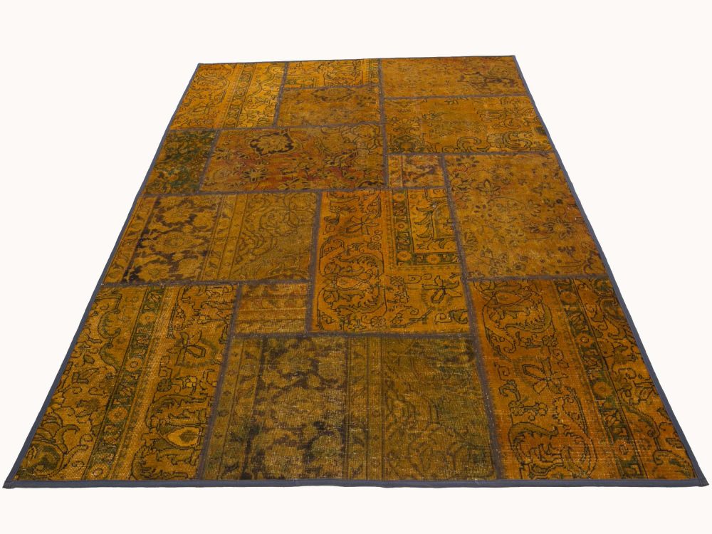 Patchwork Carpet Yellow 172x242