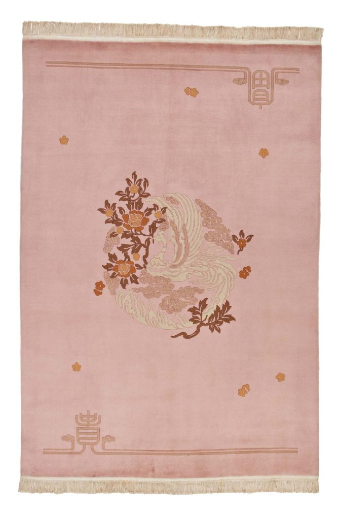 Rosa Kina matta med påfågel 213x305