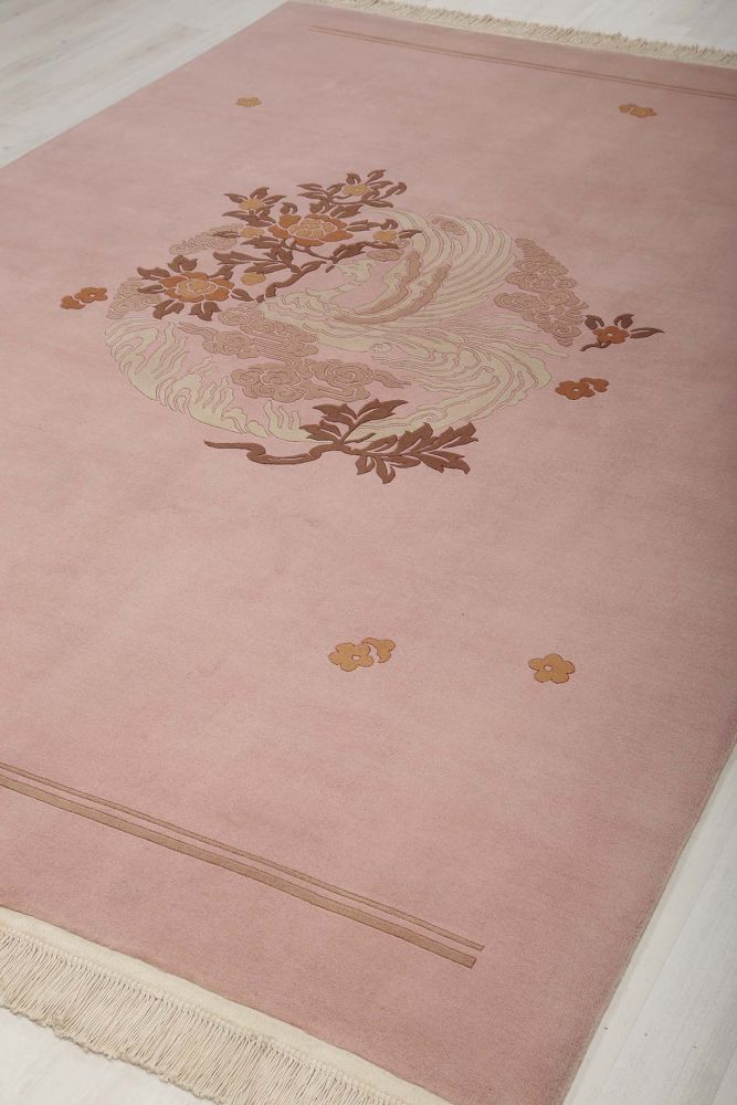 Rosa Kina matta med påfågel 213x305
