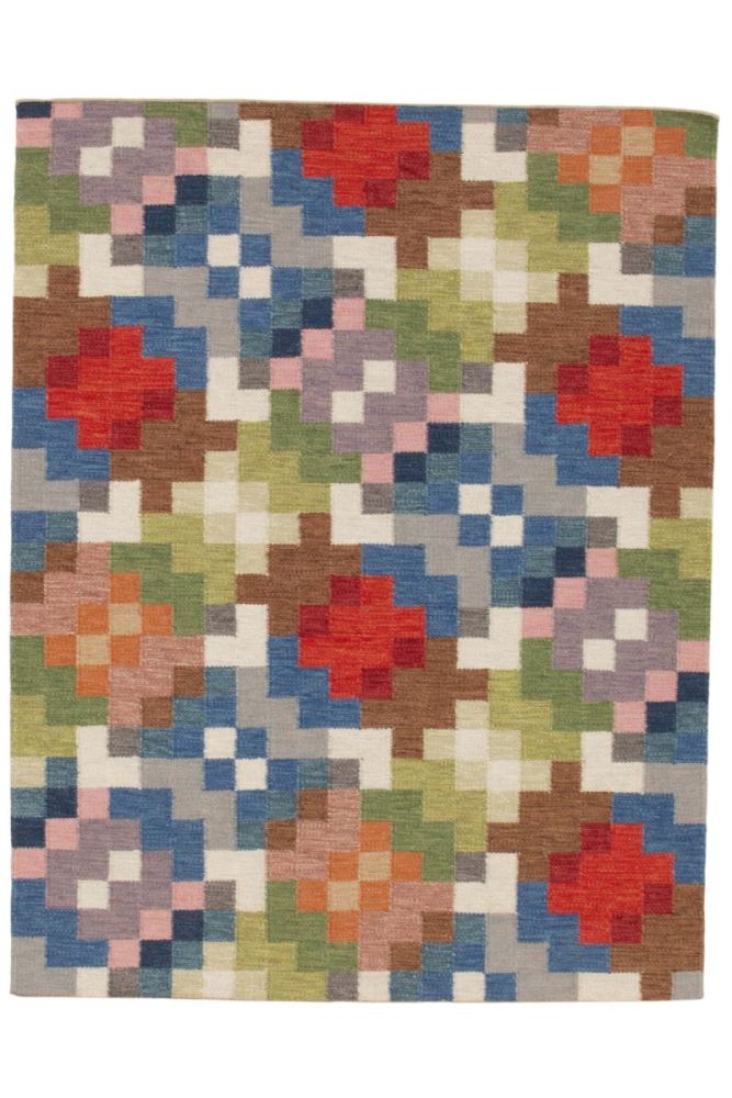 Blomstermåla multifärgad handvävd röllakan 170x230cm Nessims mattor